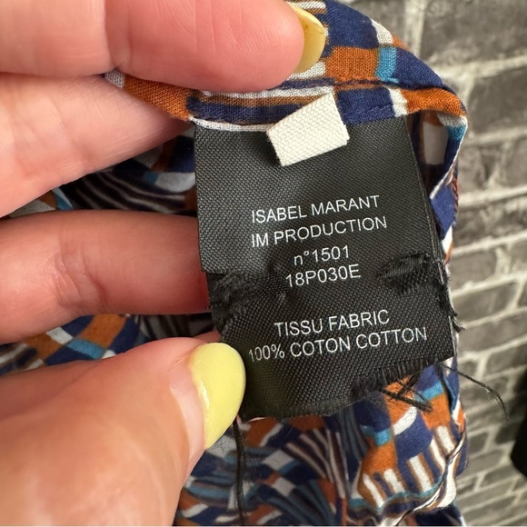 Isabel Marant Etoile Nahla Printed Blouse geometric button down shirt top blue - Picture 10 of 12